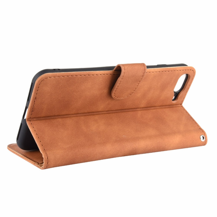 For iPhone 8 Plus & 7 Plus Solid Color Skin Feel Magnetic Buckle Horizontal Flip Calf Texture PU Leather Case with Holder & Card Slots & Wallet