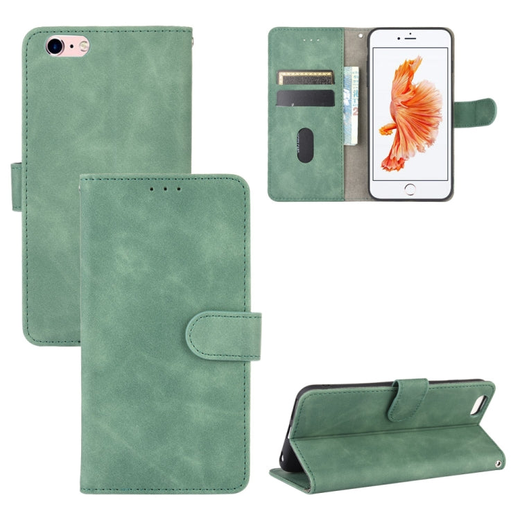 For iPhone 6 Plus & 6s Plus Solid Color Skin Feel Magnetic Buckle Horizontal Flip Calf Texture PU Leather Case with Holder & Card Slots & Wallet