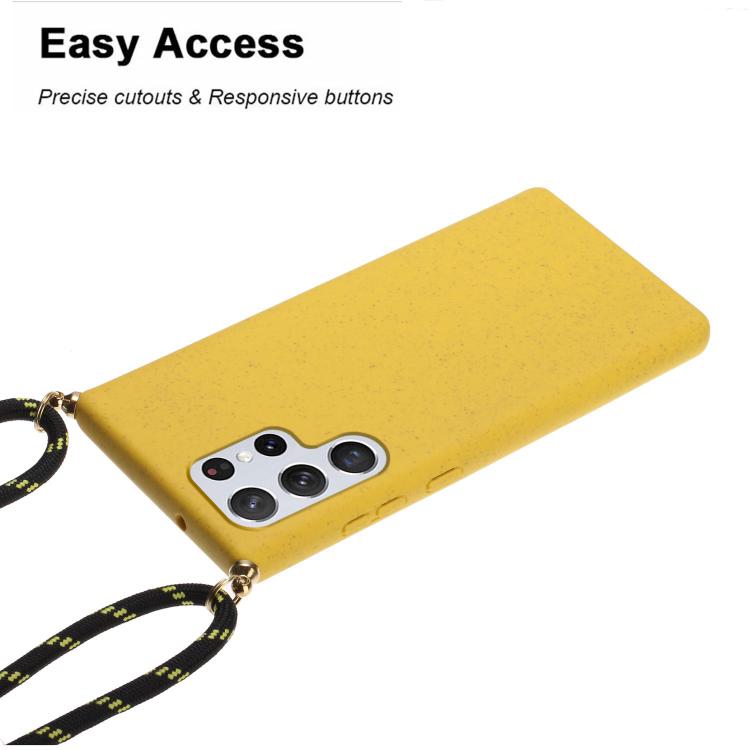 For Samsung Galaxy S25 Ultra 5G Wheat Straw Material Hybrid TPU Phone Case with Lanyard