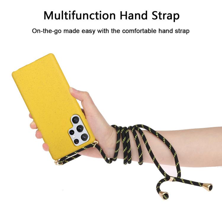For Samsung Galaxy S25 Ultra 5G Wheat Straw Material Hybrid TPU Phone Case with Lanyard