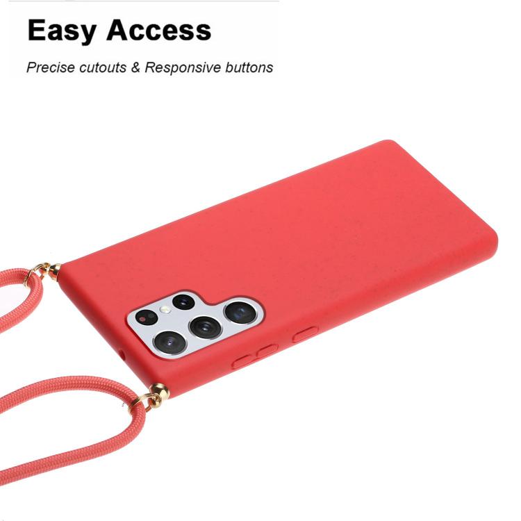 For Samsung Galaxy S25 Ultra 5G Wheat Straw Material Hybrid TPU Phone Case with Lanyard