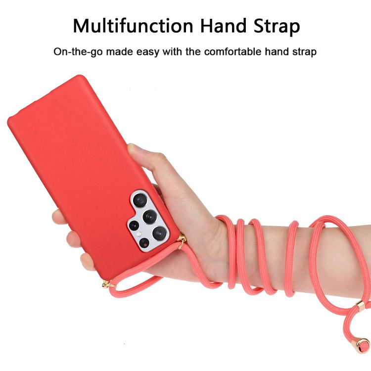 For Samsung Galaxy S25 Ultra 5G Wheat Straw Material Hybrid TPU Phone Case with Lanyard