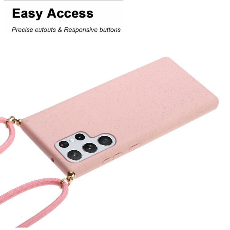 For Samsung Galaxy S25 Ultra 5G Wheat Straw Material Hybrid TPU Phone Case with Lanyard