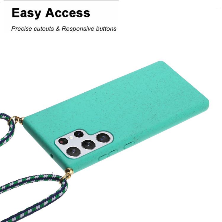 For Samsung Galaxy S25 Ultra 5G Wheat Straw Material Hybrid TPU Phone Case with Lanyard