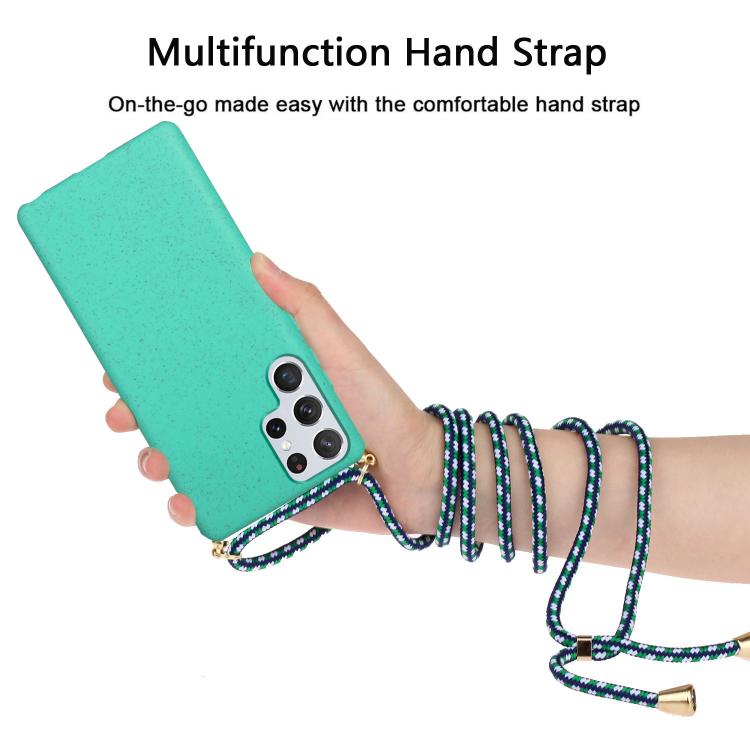 For Samsung Galaxy S25 Ultra 5G Wheat Straw Material Hybrid TPU Phone Case with Lanyard