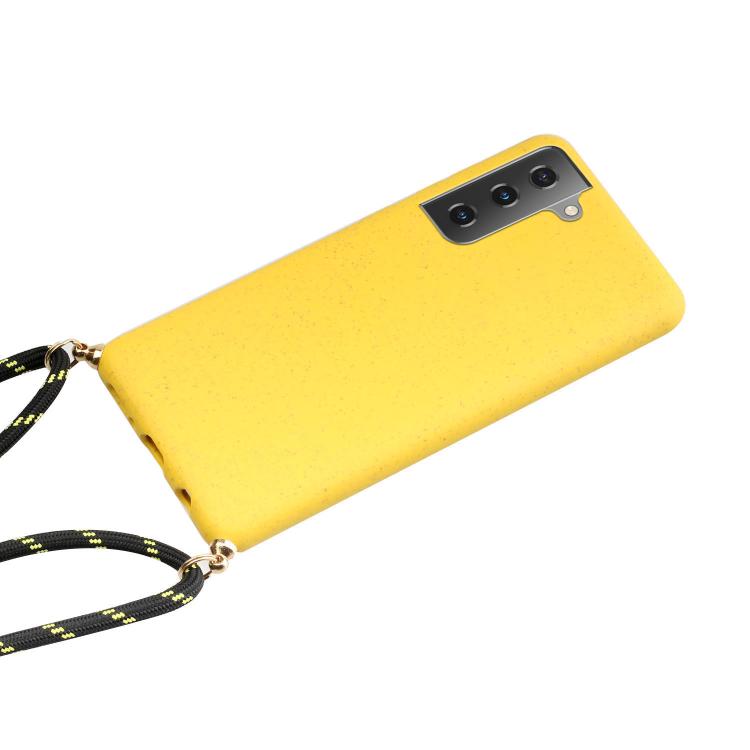 For Samsung Galaxy S25 5G Wheat Straw Material Hybrid TPU Phone Case with Lanyard