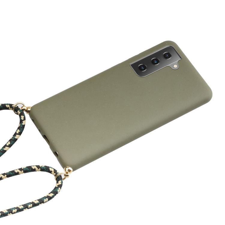 For Samsung Galaxy S25 5G Wheat Straw Material Hybrid TPU Phone Case with Lanyard