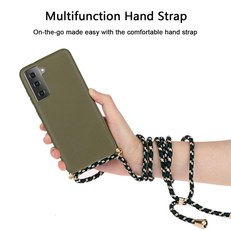 For Samsung Galaxy S25 5G Wheat Straw Material Hybrid TPU Phone Case with Lanyard