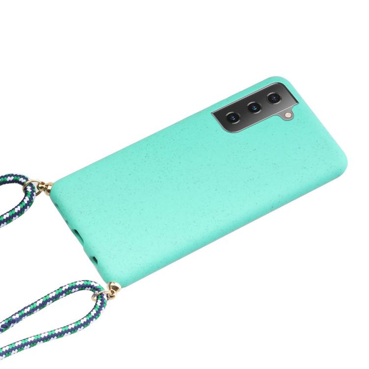 For Samsung Galaxy S25 5G Wheat Straw Material Hybrid TPU Phone Case with Lanyard