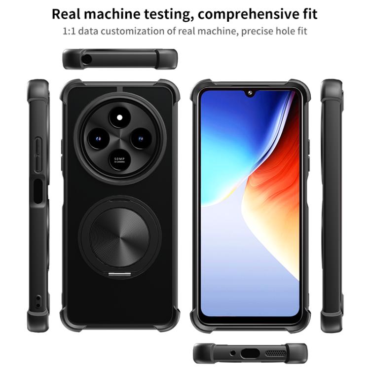 For Redmi 14C 4G CD Texture 360 Degree Rotating Holder MagSafe Phone Case