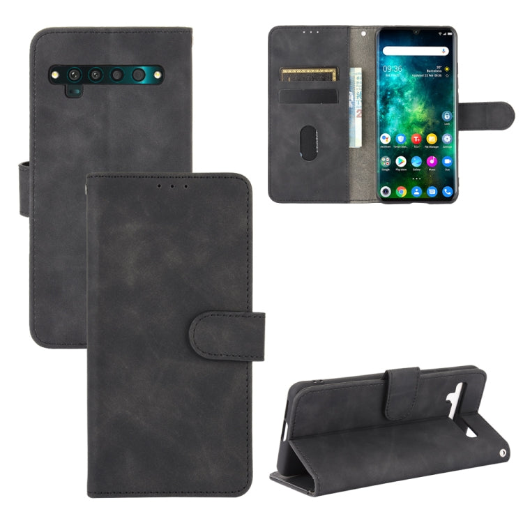 For TCL 10 Pro Solid Color Skin Feel Magnetic Buckle Horizontal Flip Calf Texture PU Leather Case with Holder & Card Slots & Wallet