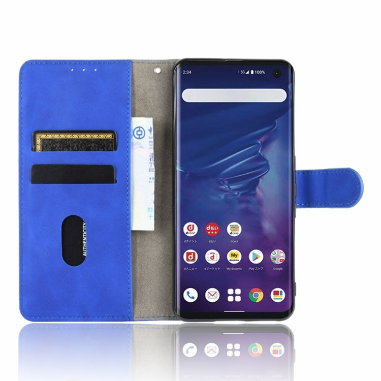 For Fujitsu Arrows 5G (F-51A) Solid Color Skin Feel Magnetic Buckle Horizontal Flip Calf Texture PU Leather Case with Holder & Card Slots & Wallet