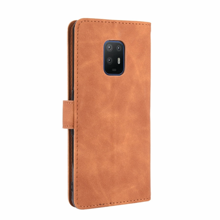 For Fujitsu Arrows 5G (F-51A) Solid Color Skin Feel Magnetic Buckle Horizontal Flip Calf Texture PU Leather Case with Holder & Card Slots & Wallet