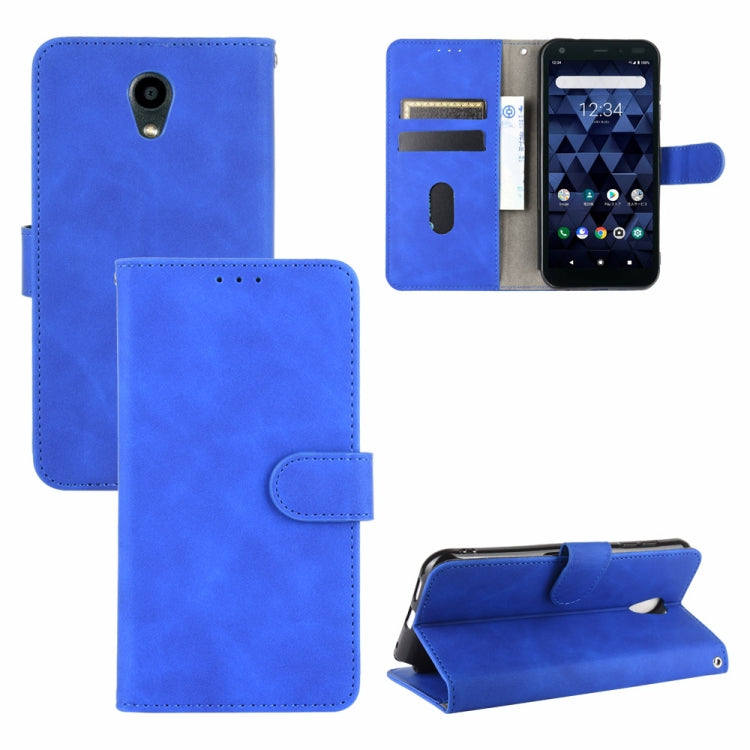 For Kyocera DIGNO BX Solid Color Skin Feel Magnetic Buckle Horizontal Flip Calf Texture PU Leather Case with Holder & Card Slots & Wallet