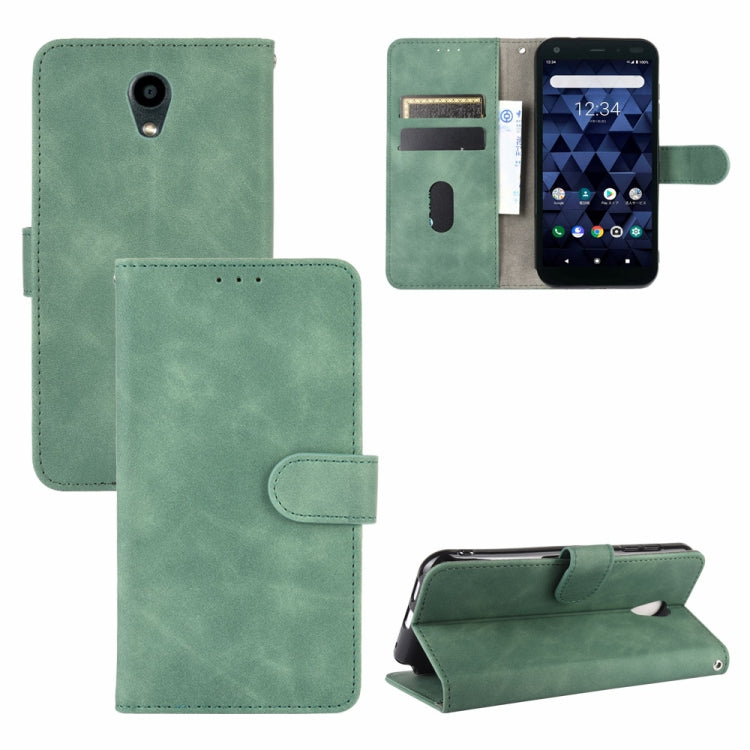 For Kyocera DIGNO BX Solid Color Skin Feel Magnetic Buckle Horizontal Flip Calf Texture PU Leather Case with Holder & Card Slots & Wallet