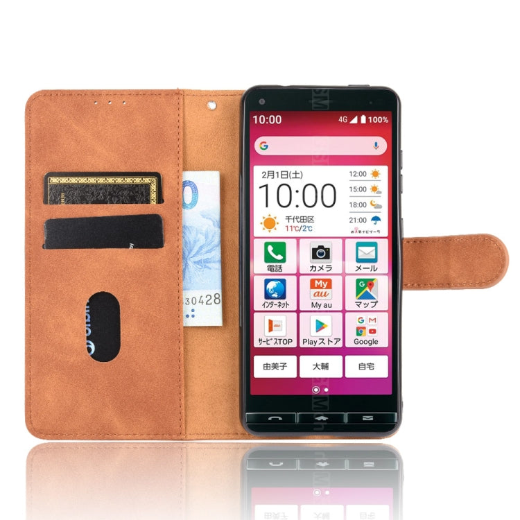 For Kyocera Kantan Sumaho 2 (A001KC) Solid Color Skin Feel Magnetic Buckle Horizontal Flip Calf Texture PU Leather Case with Holder & Card Slots & Wallet