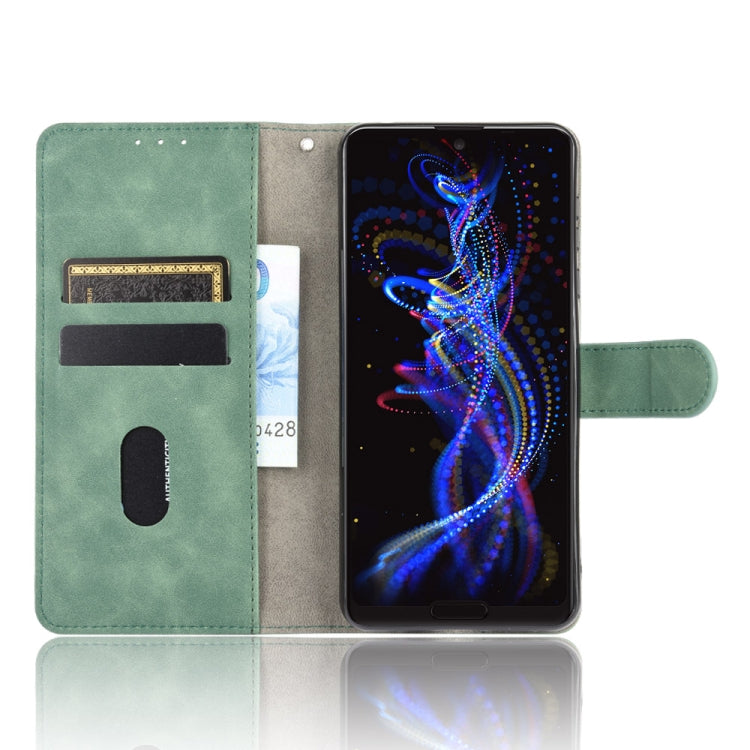 For Sharp Aquos R5G Solid Color Skin Feel Magnetic Buckle Horizontal Flip Calf Texture PU Leather Case with Holder & Card Slots & Wallet