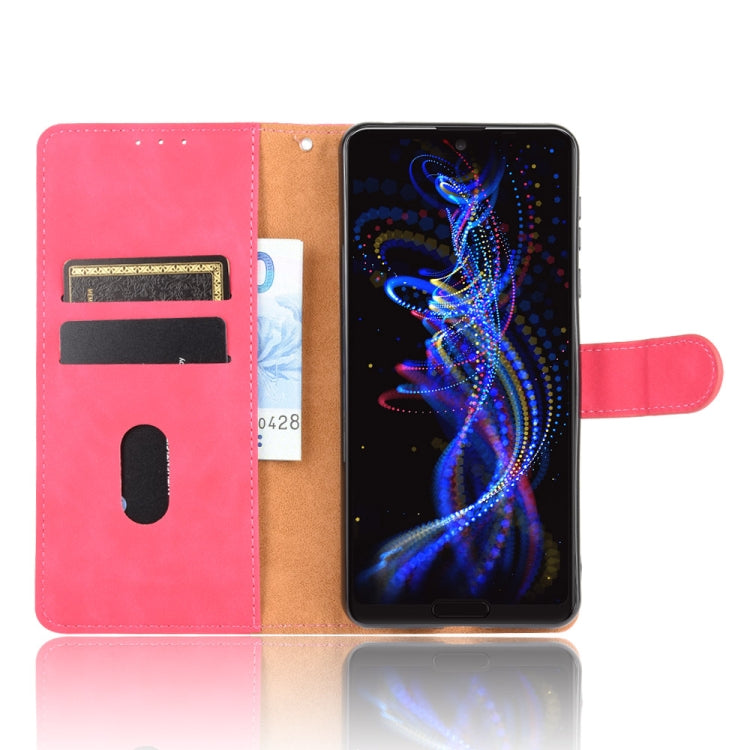 For Sharp Aquos R5G Solid Color Skin Feel Magnetic Buckle Horizontal Flip Calf Texture PU Leather Case with Holder & Card Slots & Wallet