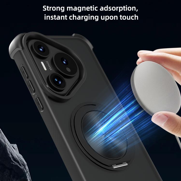 For Huawei Pura 70 CD Texture 360 Degree Rotating Holder MagSafe Phone Case