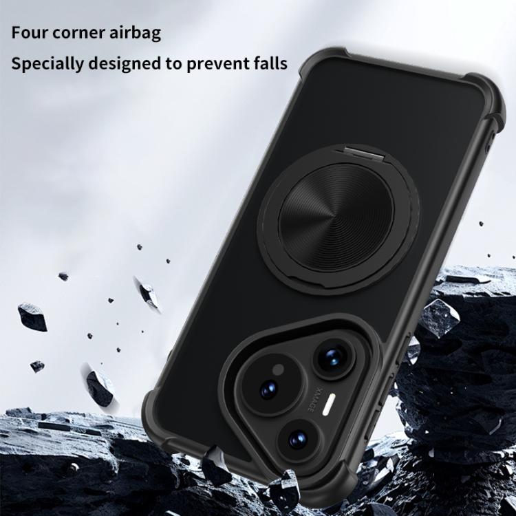 For Huawei Pura 70 CD Texture 360 Degree Rotating Holder MagSafe Phone Case