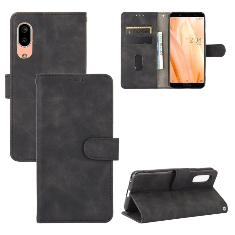 For Sharp Aquos Sense3 Lite SH-RM12 Solid Color Skin Feel Magnetic Buckle Horizontal Flip Calf Texture PU Leather Case with Holder & Card Slots & Wallet