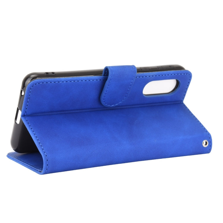 For Sharp Aquos Sense3 Lite SH-RM12 Solid Color Skin Feel Magnetic Buckle Horizontal Flip Calf Texture PU Leather Case with Holder & Card Slots & Wallet