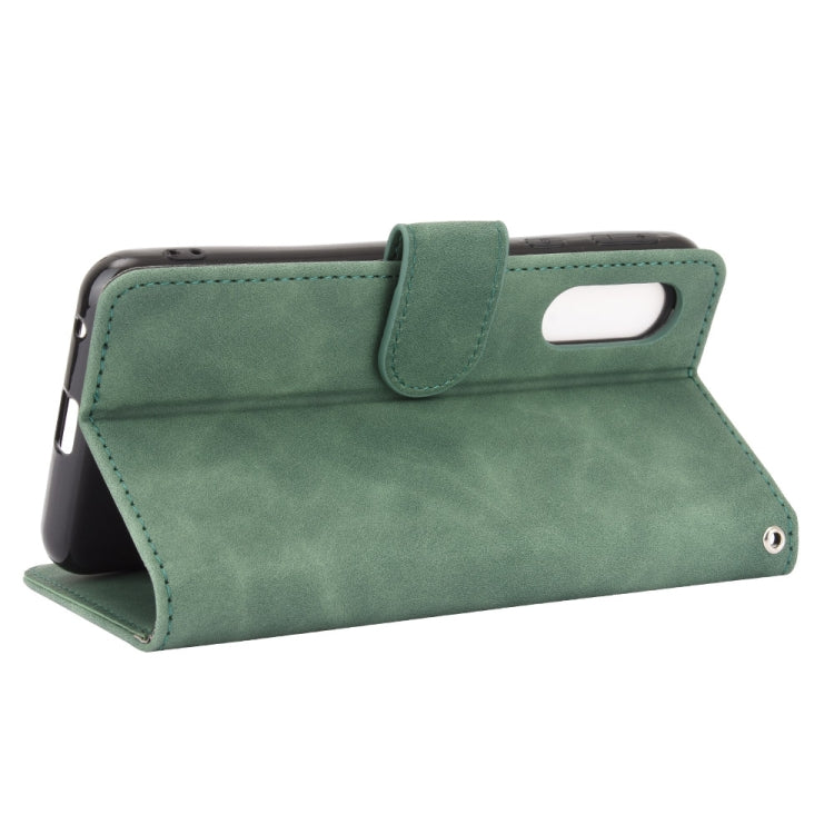 For Sharp Aquos Sense3 Lite SH-RM12 Solid Color Skin Feel Magnetic Buckle Horizontal Flip Calf Texture PU Leather Case with Holder & Card Slots & Wallet