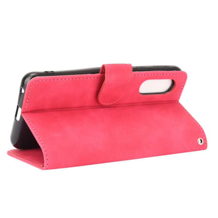 For Sharp Aquos Sense3 Lite SH-RM12 Solid Color Skin Feel Magnetic Buckle Horizontal Flip Calf Texture PU Leather Case with Holder & Card Slots & Wallet