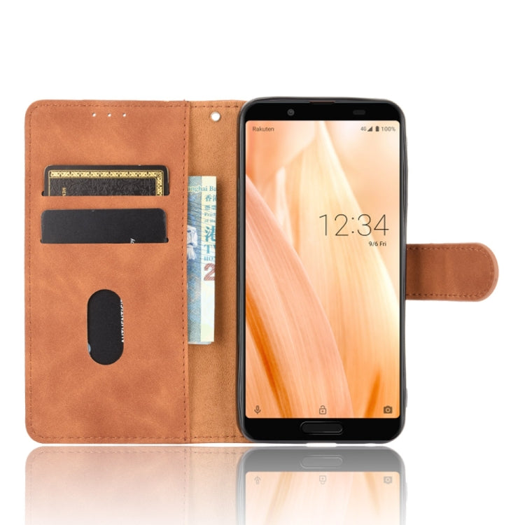 For Sharp Aquos Sense3 Lite SH-RM12 Solid Color Skin Feel Magnetic Buckle Horizontal Flip Calf Texture PU Leather Case with Holder & Card Slots & Wallet