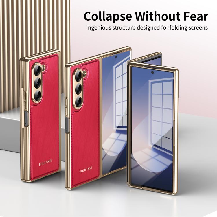 For Samsung Galaxy Z Fold6 Integrated Gold Wire Silver Brocade Plating Phone Case