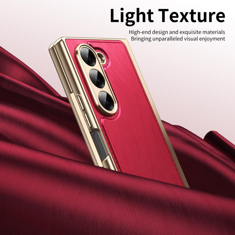 For Samsung Galaxy Z Fold6 Integrated Gold Wire Silver Brocade Plating Phone Case