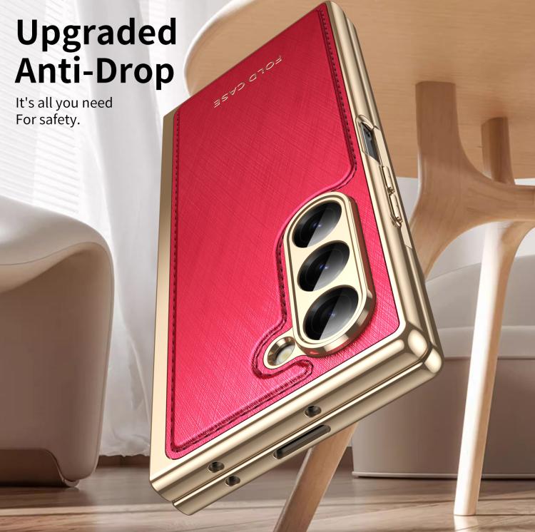 For Samsung Galaxy Z Fold6 Integrated Gold Wire Silver Brocade Plating Phone Case