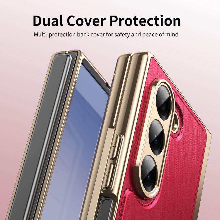 For Samsung Galaxy Z Fold6 Integrated Gold Wire Silver Brocade Plating Phone Case