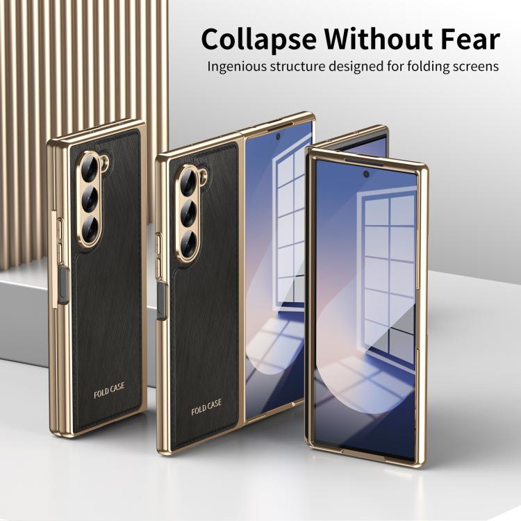 For Samsung Galaxy Z Fold6 Integrated Gold Wire Silver Brocade Plating Phone Case
