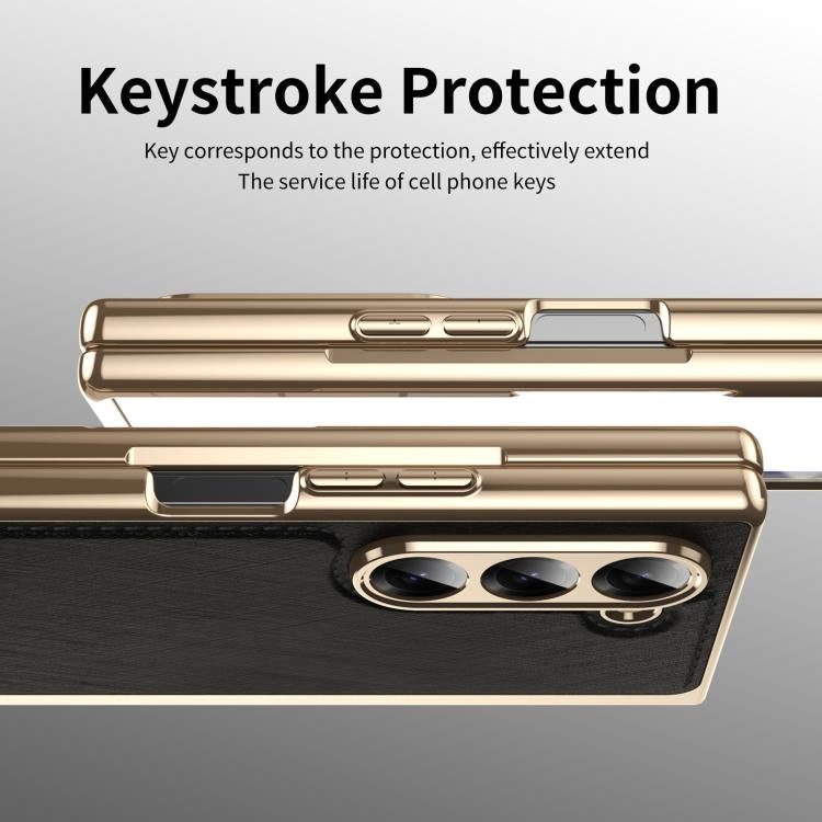 For Samsung Galaxy Z Fold6 Integrated Gold Wire Silver Brocade Plating Phone Case