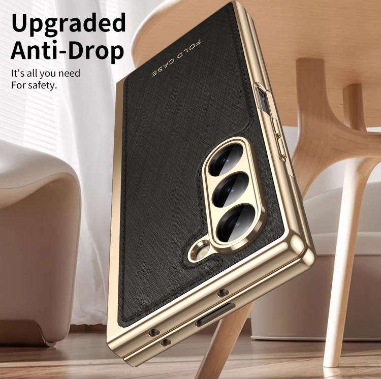 For Samsung Galaxy Z Fold6 Integrated Gold Wire Silver Brocade Plating Phone Case