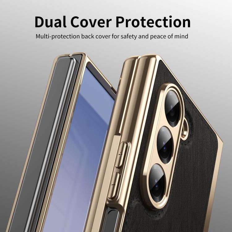 For Samsung Galaxy Z Fold6 Integrated Gold Wire Silver Brocade Plating Phone Case