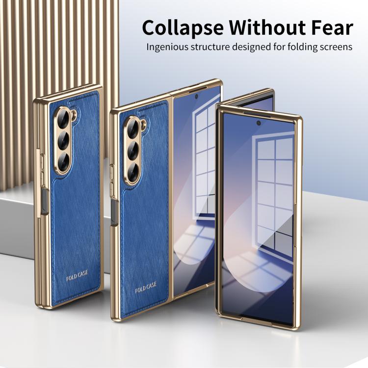 For Samsung Galaxy Z Fold6 Integrated Gold Wire Silver Brocade Plating Phone Case