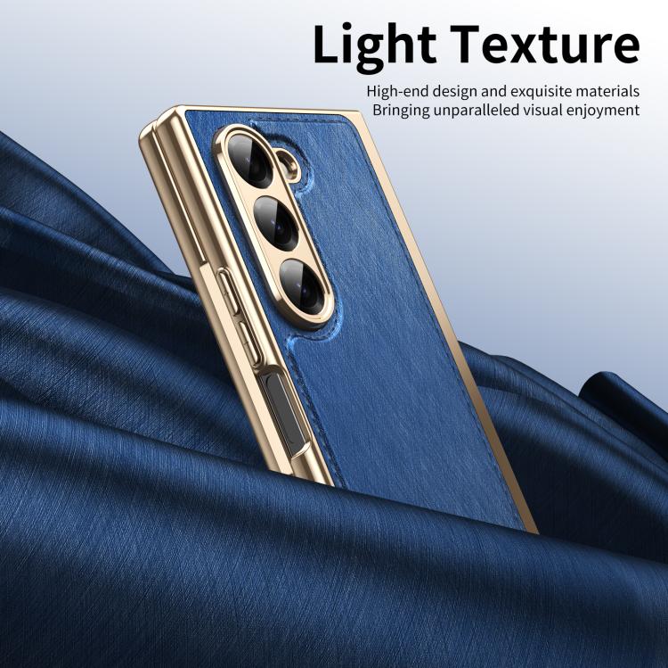 For Samsung Galaxy Z Fold6 Integrated Gold Wire Silver Brocade Plating Phone Case