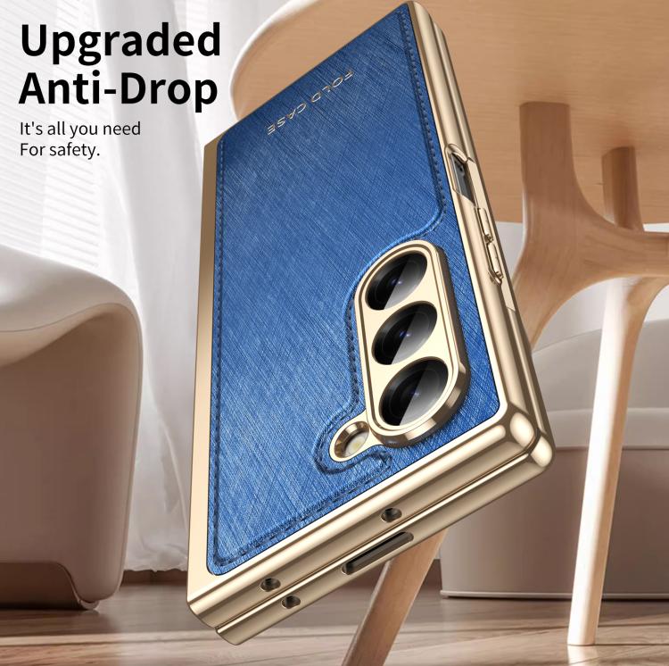 For Samsung Galaxy Z Fold6 Integrated Gold Wire Silver Brocade Plating Phone Case