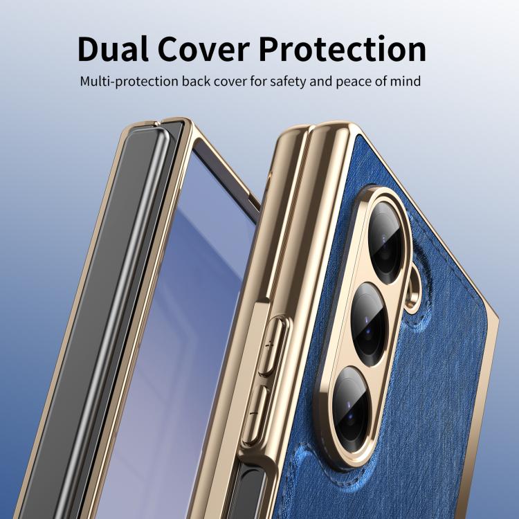 For Samsung Galaxy Z Fold6 Integrated Gold Wire Silver Brocade Plating Phone Case