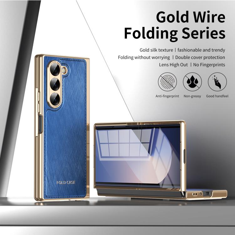 For Samsung Galaxy Z Fold6 Integrated Gold Wire Silver Brocade Plating Phone Case