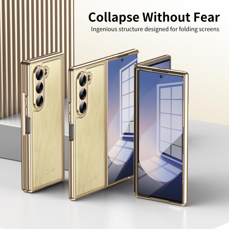 For Samsung Galaxy Z Fold6 Integrated Gold Wire Silver Brocade Plating Phone Case