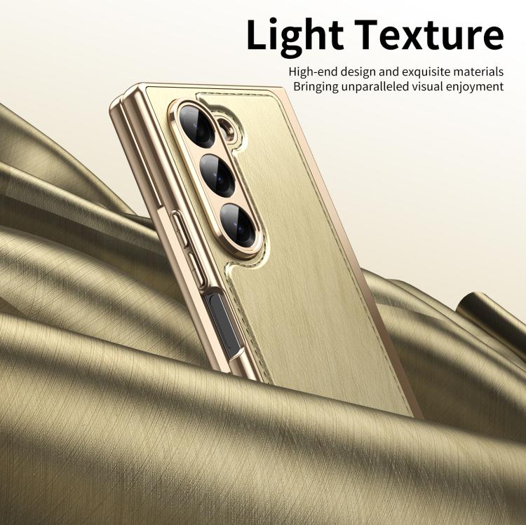 For Samsung Galaxy Z Fold6 Integrated Gold Wire Silver Brocade Plating Phone Case