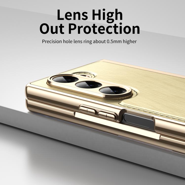 For Samsung Galaxy Z Fold6 Integrated Gold Wire Silver Brocade Plating Phone Case
