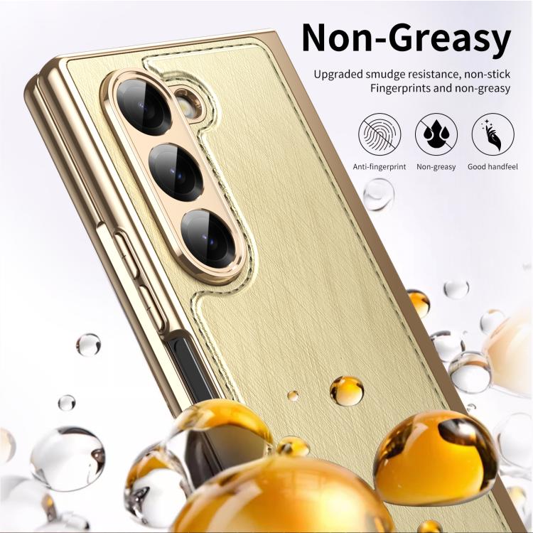 For Samsung Galaxy Z Fold6 Integrated Gold Wire Silver Brocade Plating Phone Case