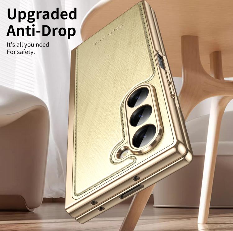 For Samsung Galaxy Z Fold6 Integrated Gold Wire Silver Brocade Plating Phone Case
