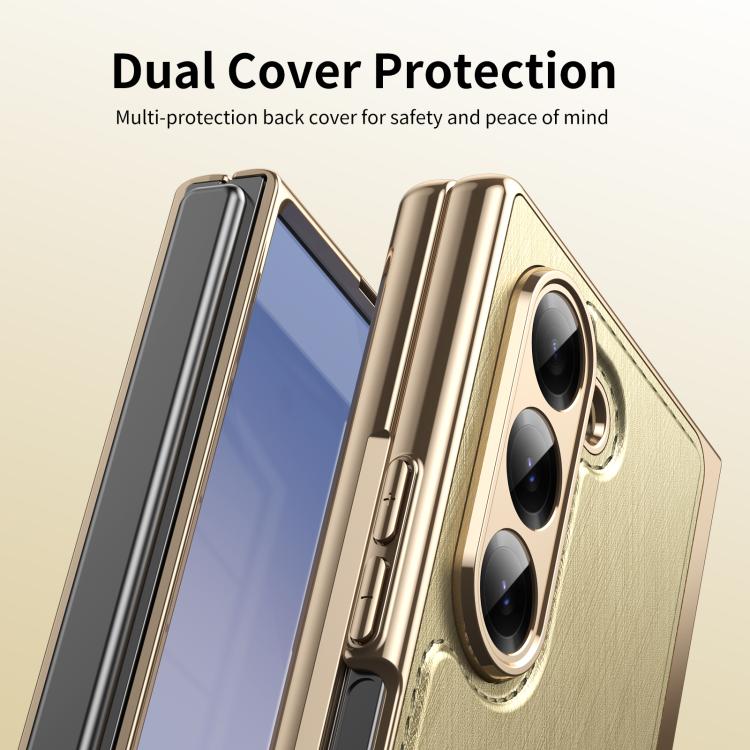 For Samsung Galaxy Z Fold6 Integrated Gold Wire Silver Brocade Plating Phone Case