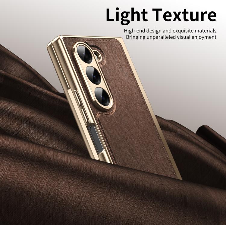 For Samsung Galaxy Z Fold6 Integrated Gold Wire Silver Brocade Plating Phone Case