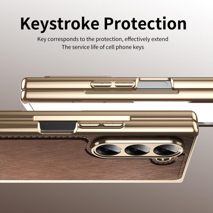 For Samsung Galaxy Z Fold6 Integrated Gold Wire Silver Brocade Plating Phone Case